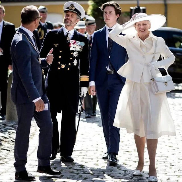 Queen Margrethe, Crown Prince Frederik, Prince Christian, German President Steinmeier and his wife Elke Büdenbender