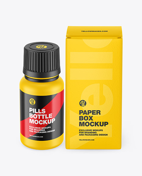 Download Matte Pills Bottle Paper Box Mockup Yellowimages Mockups