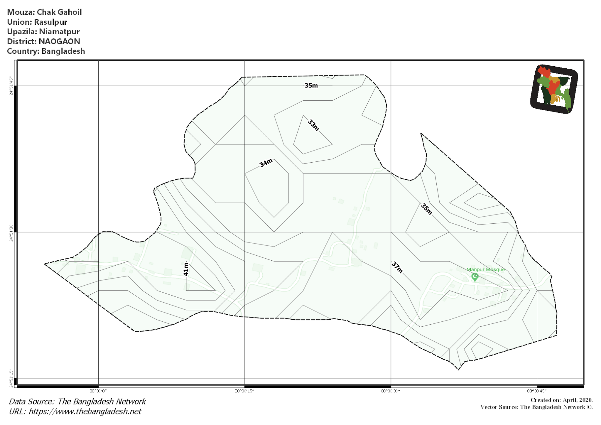 Map of Chak Gahoil Mouza of Niamatpur Upazila, NAOGAON, Bangladesh.