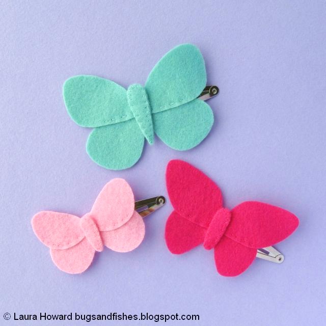 Bugs and Fishes by Lupin Felt Butterfly Hair Clips Tutorial