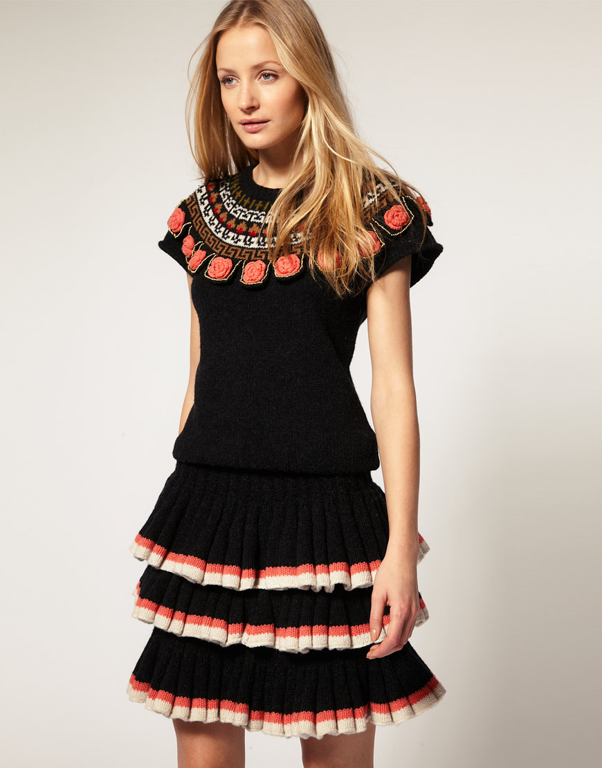 Fashion For Linda Manoush Knitted Ruffle Dress