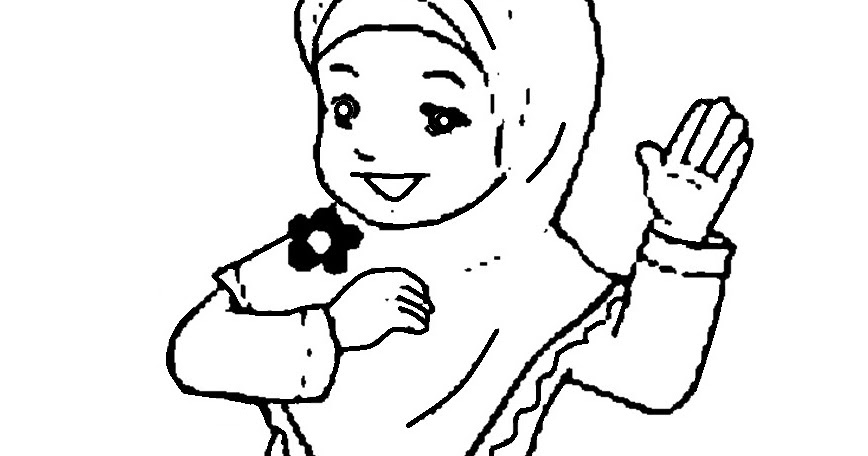 gambar kartun anak muslim untuk mewarnai