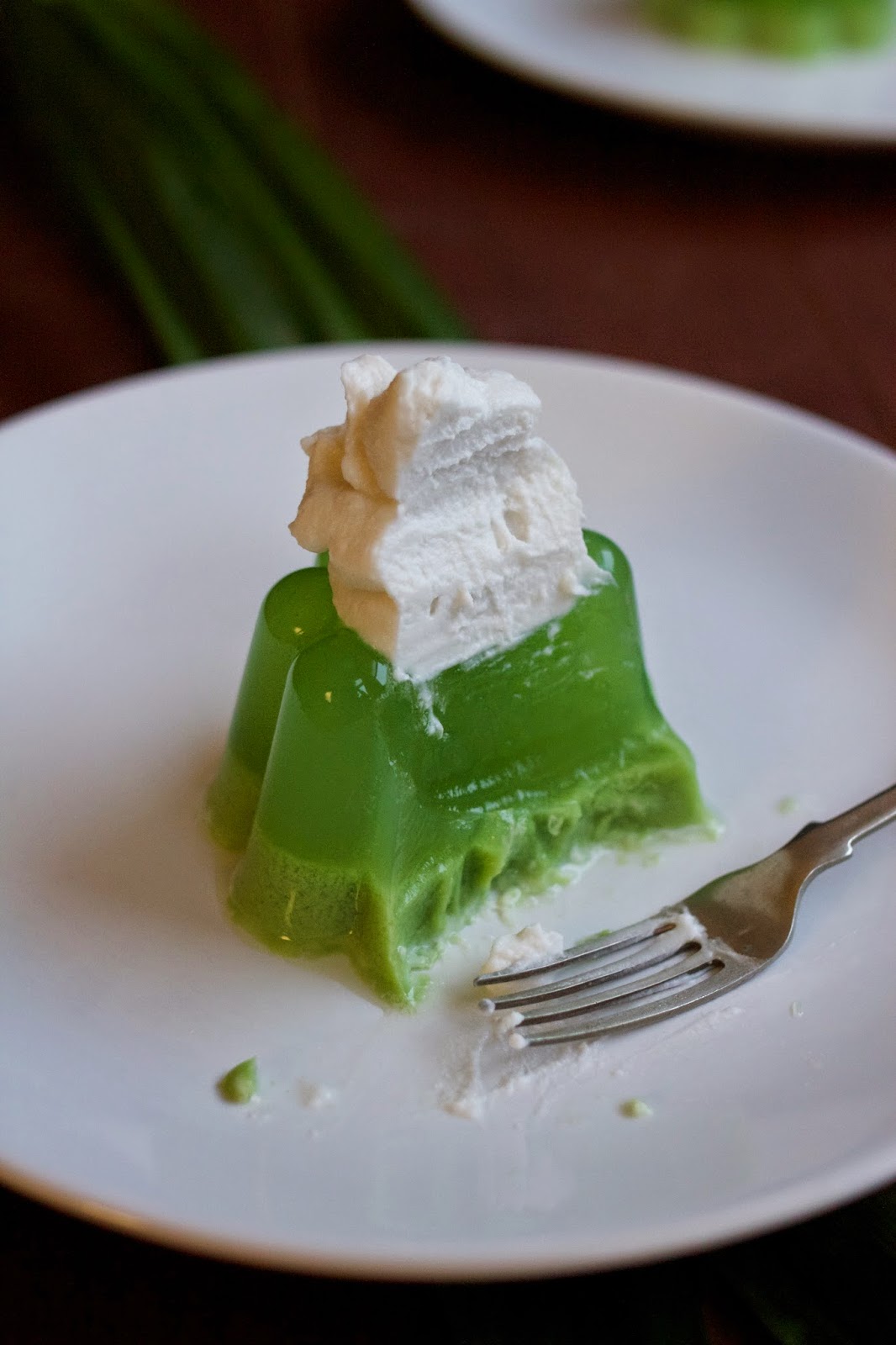 Pandan Coconut Jelly with Whipped Coconut Cream
