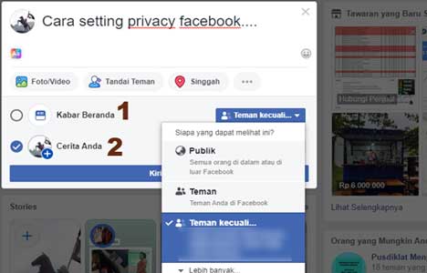 cara mengatur privasi facebook untuk setiap postingan