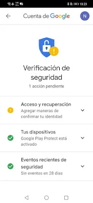 Verificación de seguridad de Android Google