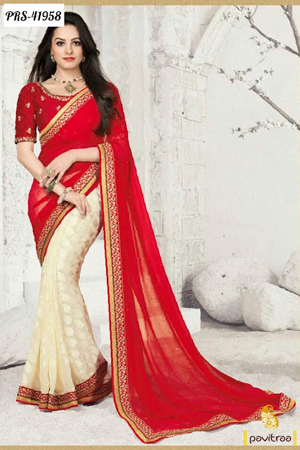 Star plus tv serial actress sagun specil red silk party wear saree online shopping