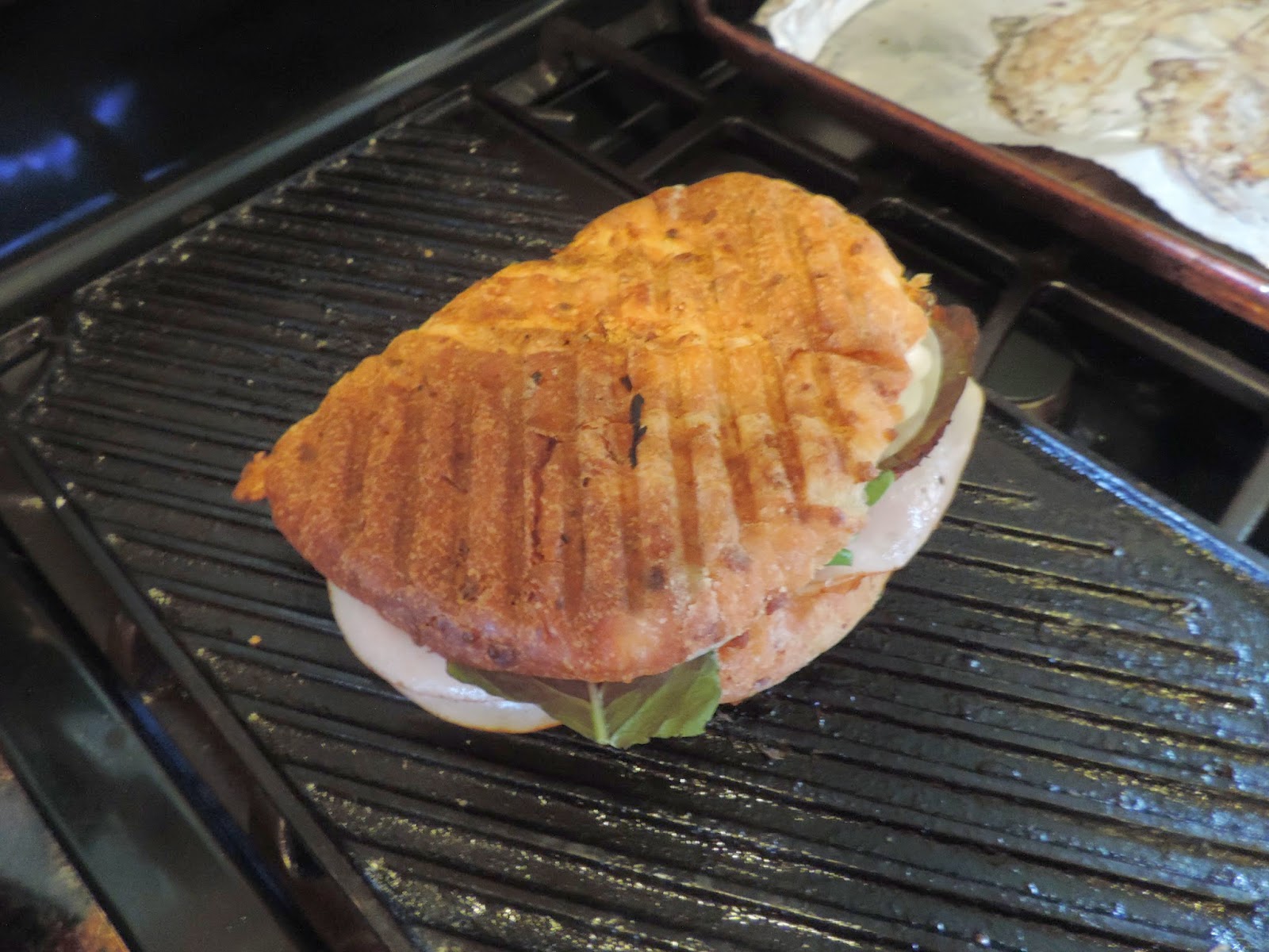 Bacon Turkey Ranch Panini on Bacon Asiago Bread The Kitchen Wife