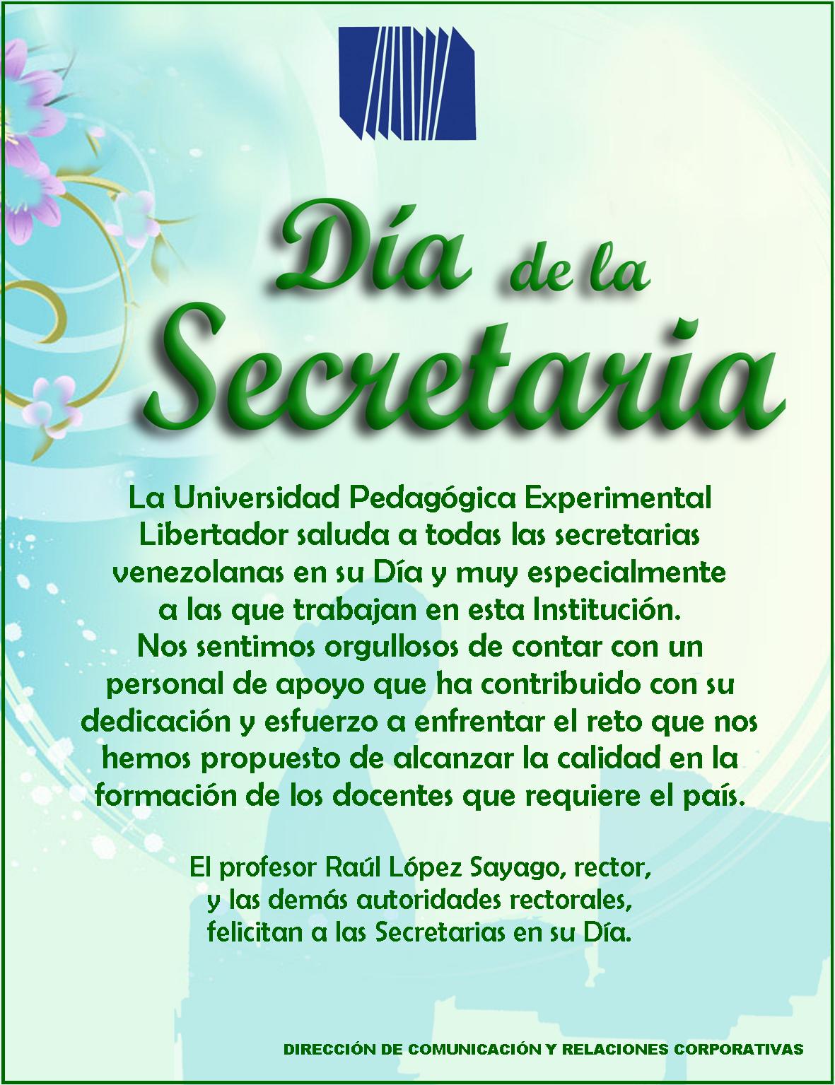 Noticias UPEL Rectorado 30 de Septiembre. Día de la Secretaria