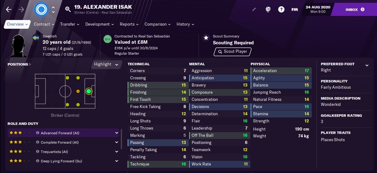 Football Manager 2021 Alexander Isak FM21 FM BLOG