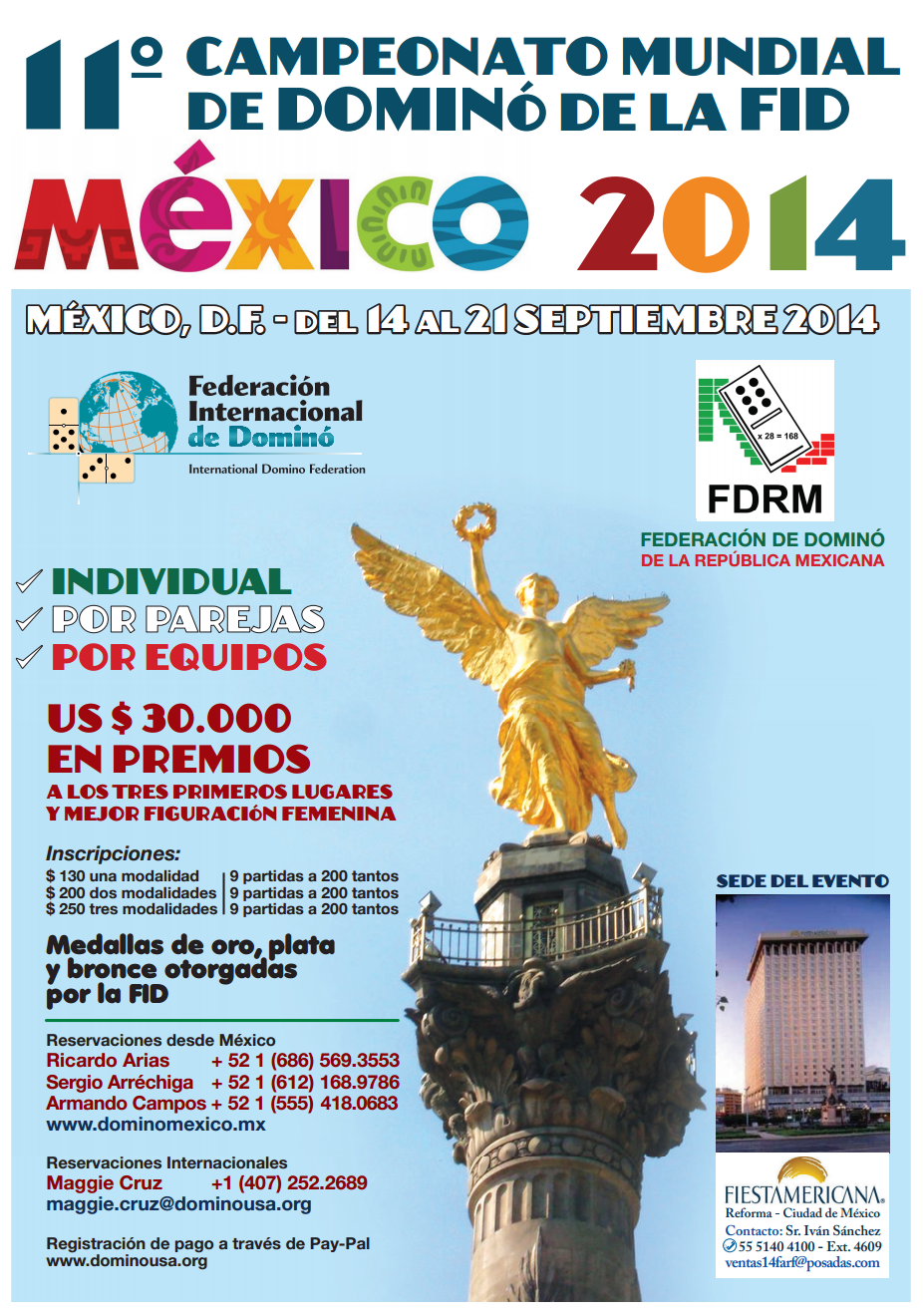 El Dominó Afiche del Mundial de Dominó México Septiembre 2014