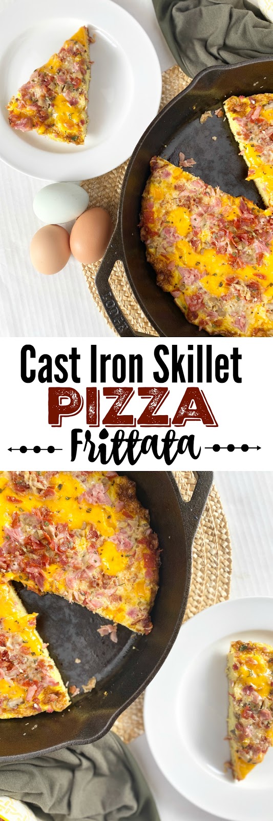 Cast Iron Skillet Pizza Frittata #ad #sweetsavoryeats #iowaegg