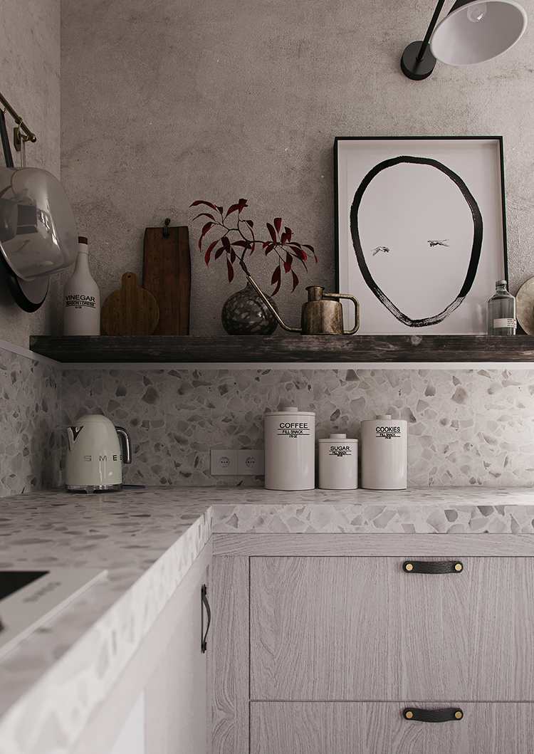 Contemporary Gray Kitchen With Terrazzo Countertop My Paradissi