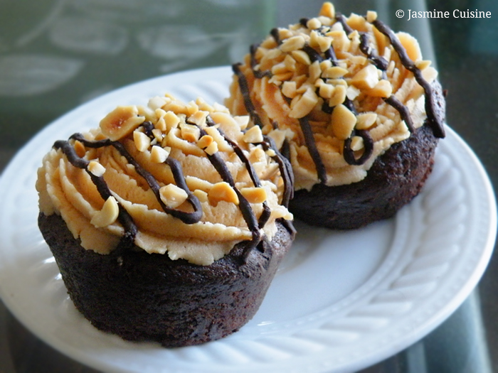Cupcakes choco-mayo et beurre d'arachide (végane) - Jasmine Cuisine