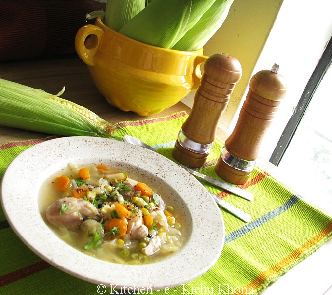 Kitchene Kichukhonn Chicken clear soup with vegetables. perfect