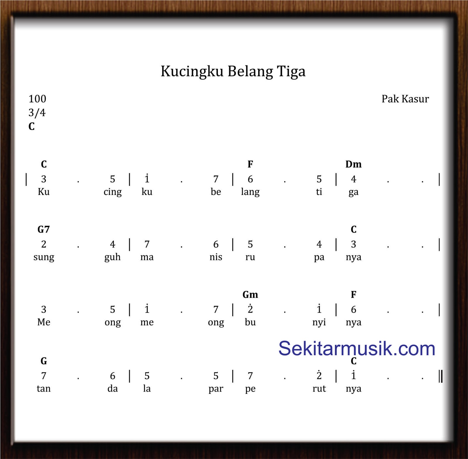 Not Angka Kucingku Belang Tiga SEKITAR MUSIK