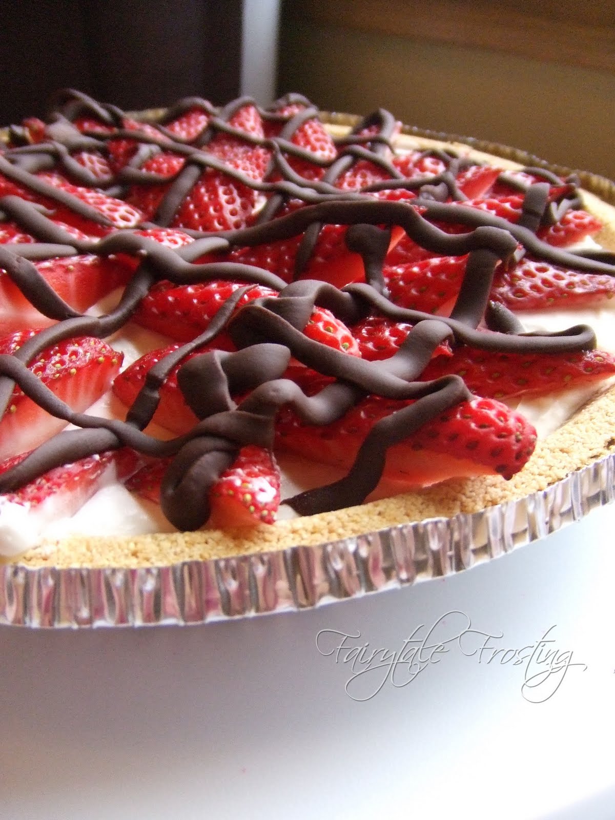 Fairytale Frosting Strawberry Pie with Chocolate Drizzle