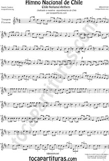 Himno Nacional de Chile Partitura de Trompeta y Fliscorno Sheet Music for Trumpet and Flugelhorn Music Scores