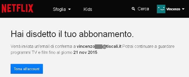 Netflix Hai disdetto il tuo abbonamento