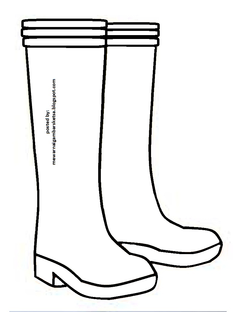Mewarnai Gambar Mewarnai Gambar Sketsa Sepatu Boot