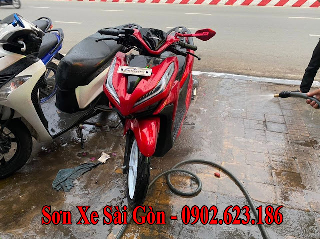 Mẫu sơn xe Honda vario màu đỏ candy cực đẹp