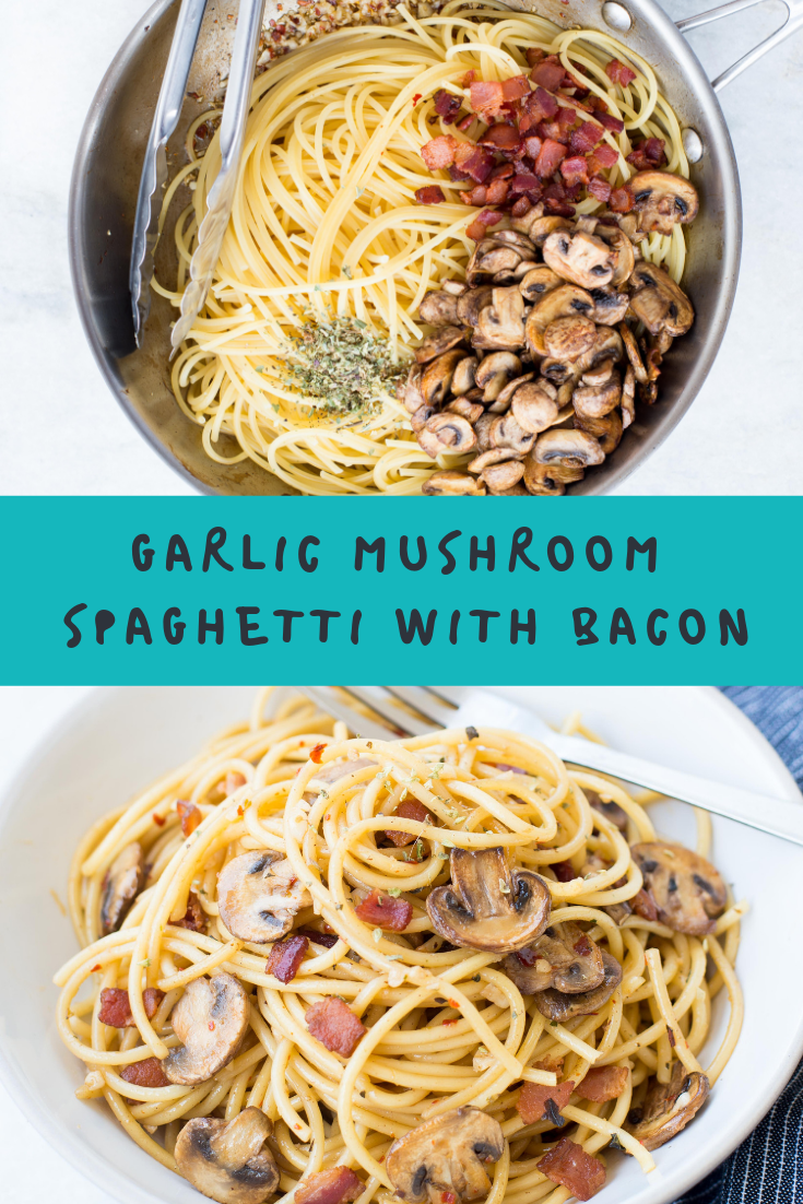GARLIC MUSHROOM SPAGHETTI WITH BACON RECIPE
