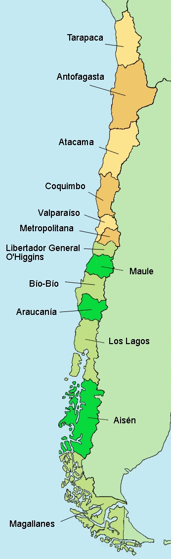 Mapas de Chile: Mapa regional de chile