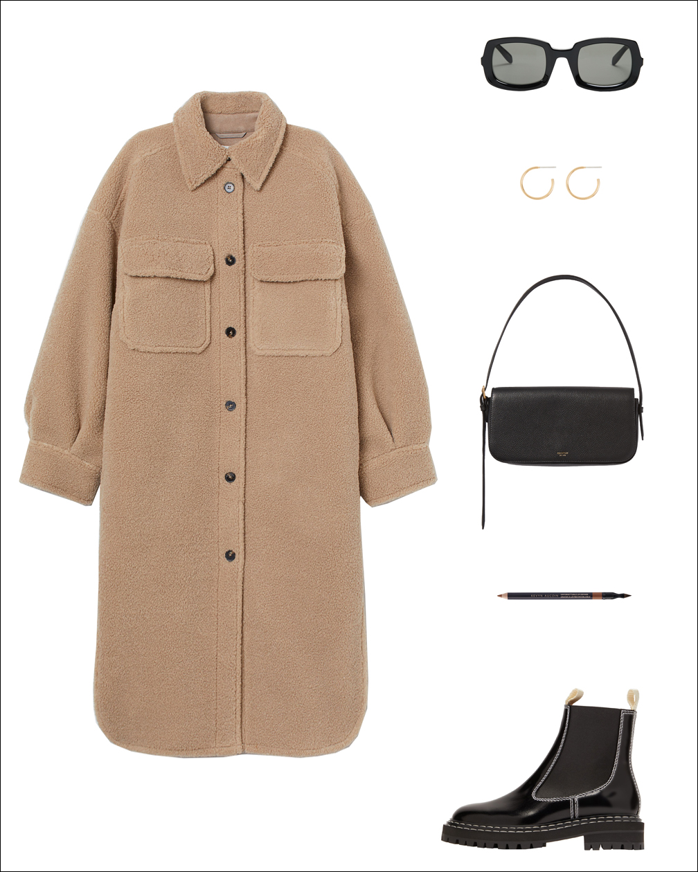 How to Wear a Long Shearling Shacket for Fall