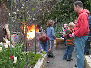 bbq and raised flowerbeds