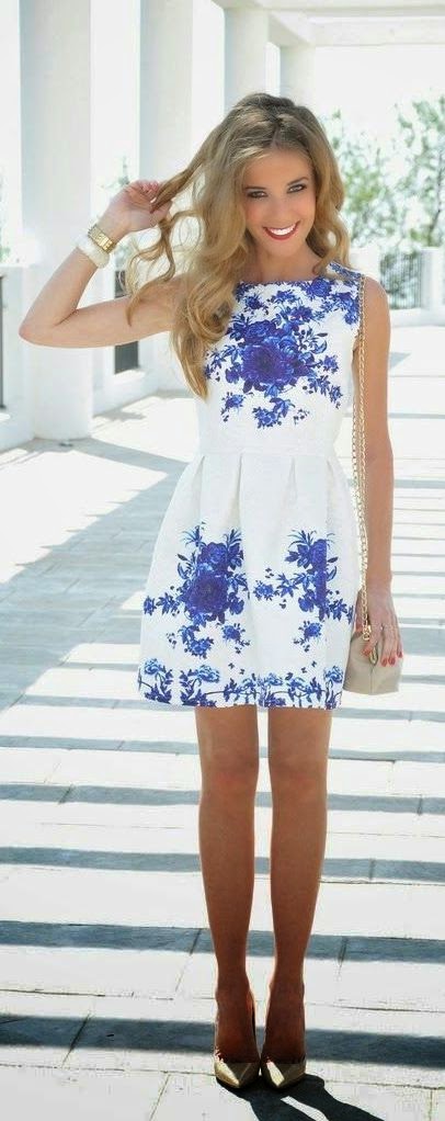 Spring fashion | White printed floral dress | Luvtolook | Virtual Styling