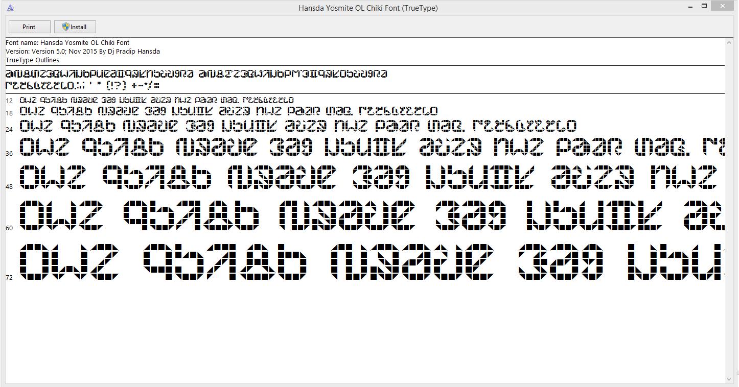 Hansda Yosmite ol chiki font