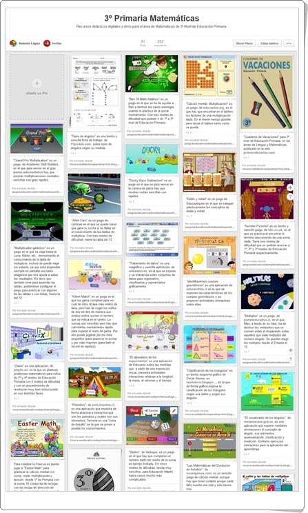 "Tablero con más de 200 juegos y actividades de Matemáticas de 3º de Primaria"