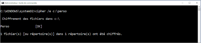 Chiffrer des fichiers et des dossiers avec le système de cryptage de fichiers EFS avec la commande cipher sous Windows 10 cipher, commande, crypter, chiffrer, EFS, cryptage, protéger, certificat, clé, NTFS, protection des données, sécurité, dossier, fichier, système, Windows 10, administration, turcs et astuces
