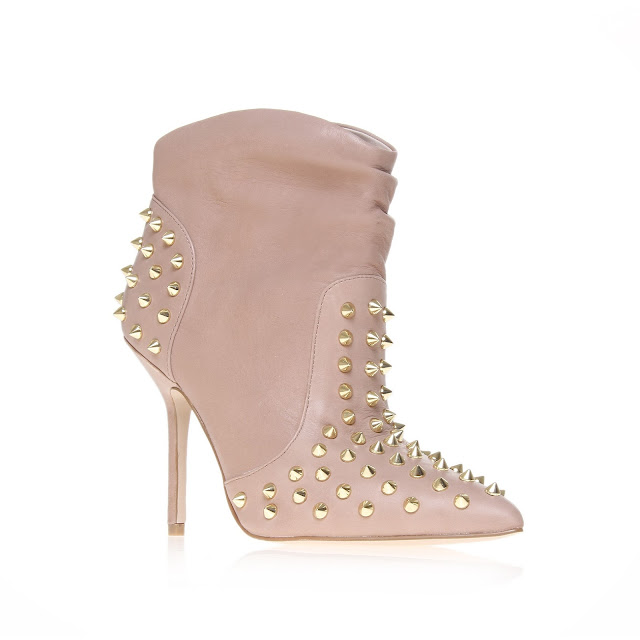 Kurt Geiger nude and gold studded ankle boots