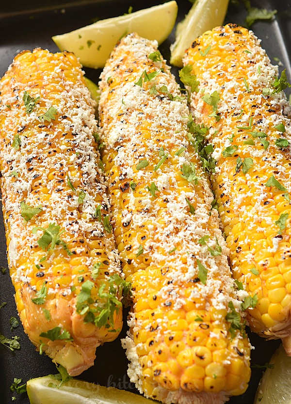 Mexican corn on the cob with mayo