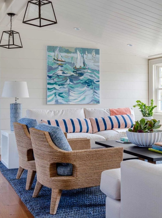 Blue Area Rugs Coastal Living Room Decor Idea Inspiration