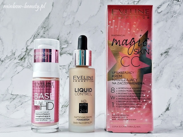 EVELINE COSMETICS: BAZA POD MAKIJAŻ FULL HD, PODKŁAD MATUJĄCY LIQUID CONTROL HD, UPIĘKSZAJĄCY KREM NAWILŻAJĄCY NA ZACZERWIENIENIA eveline-cosmetics-makijaz-twarzy-podklad-liquid-control-hd-baza-krem-cc