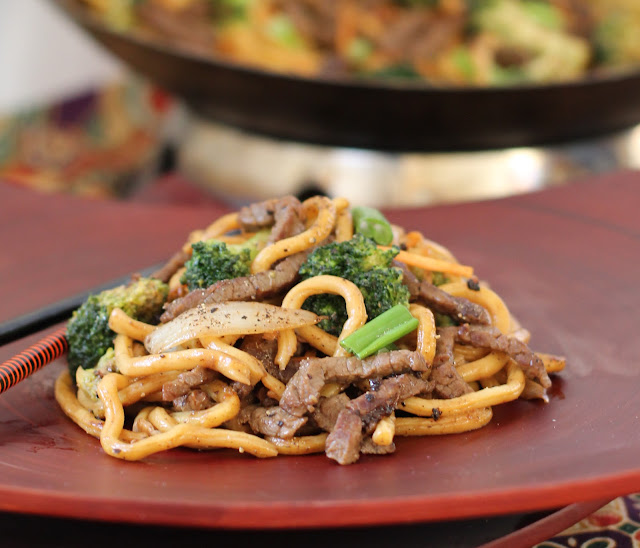 Food Lust People Love: A one-pot Chinese style dish, Black Pepper Beef with Broccoli and Noodles would be a delicious (and thrifty) addition to your Chinese New Year celebration menu.