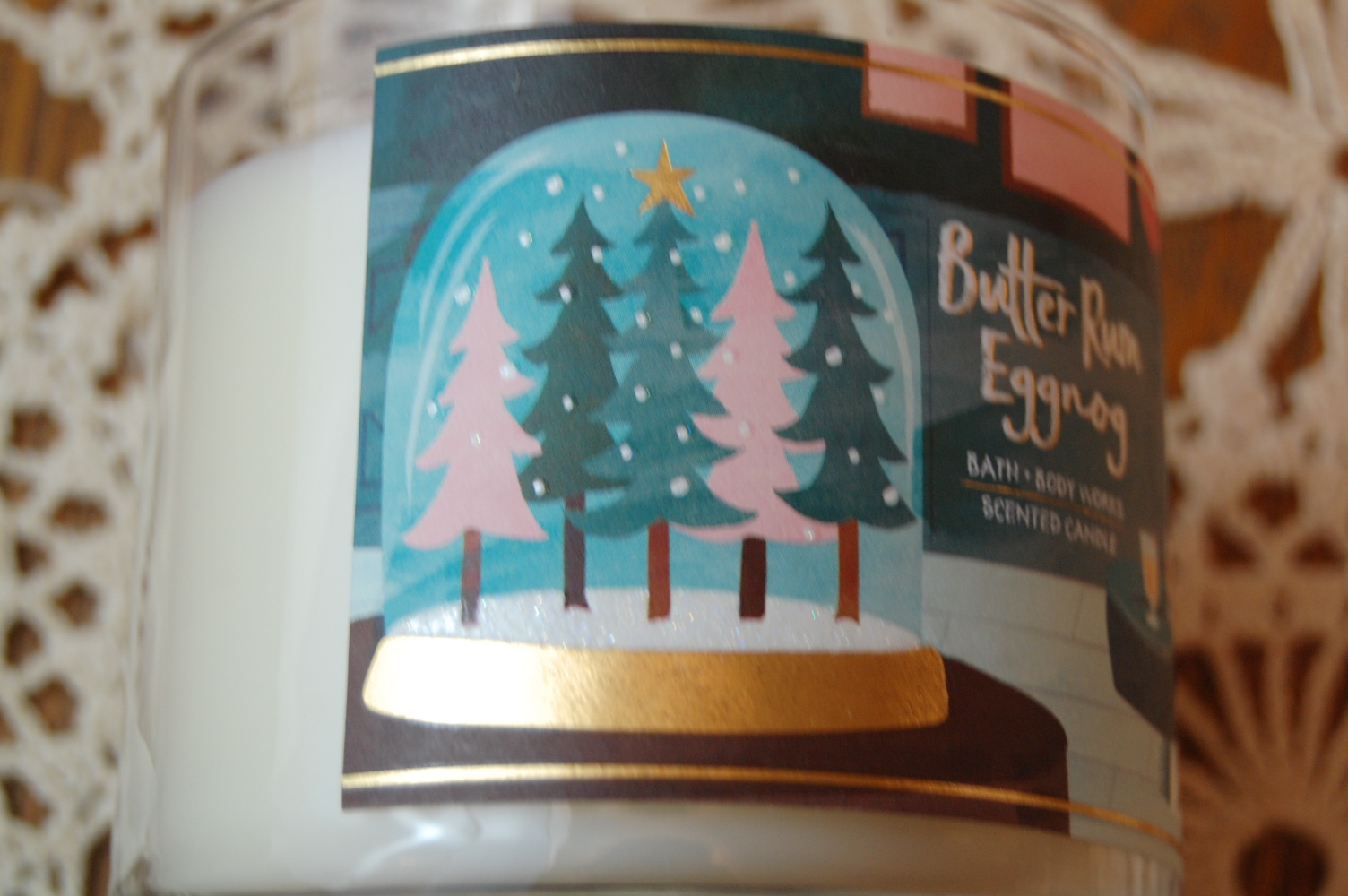 Bath & Body Works 3 Wick Butter Rum Eggnog Candle