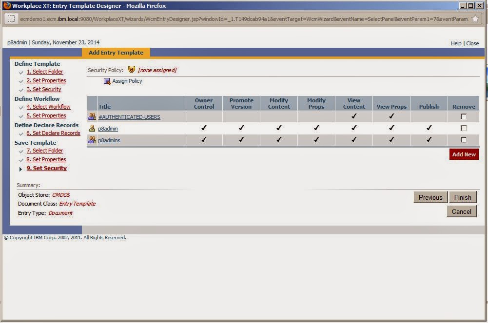 FileNet P8 Development tutorials: Design Entry Template in FileNet ...
