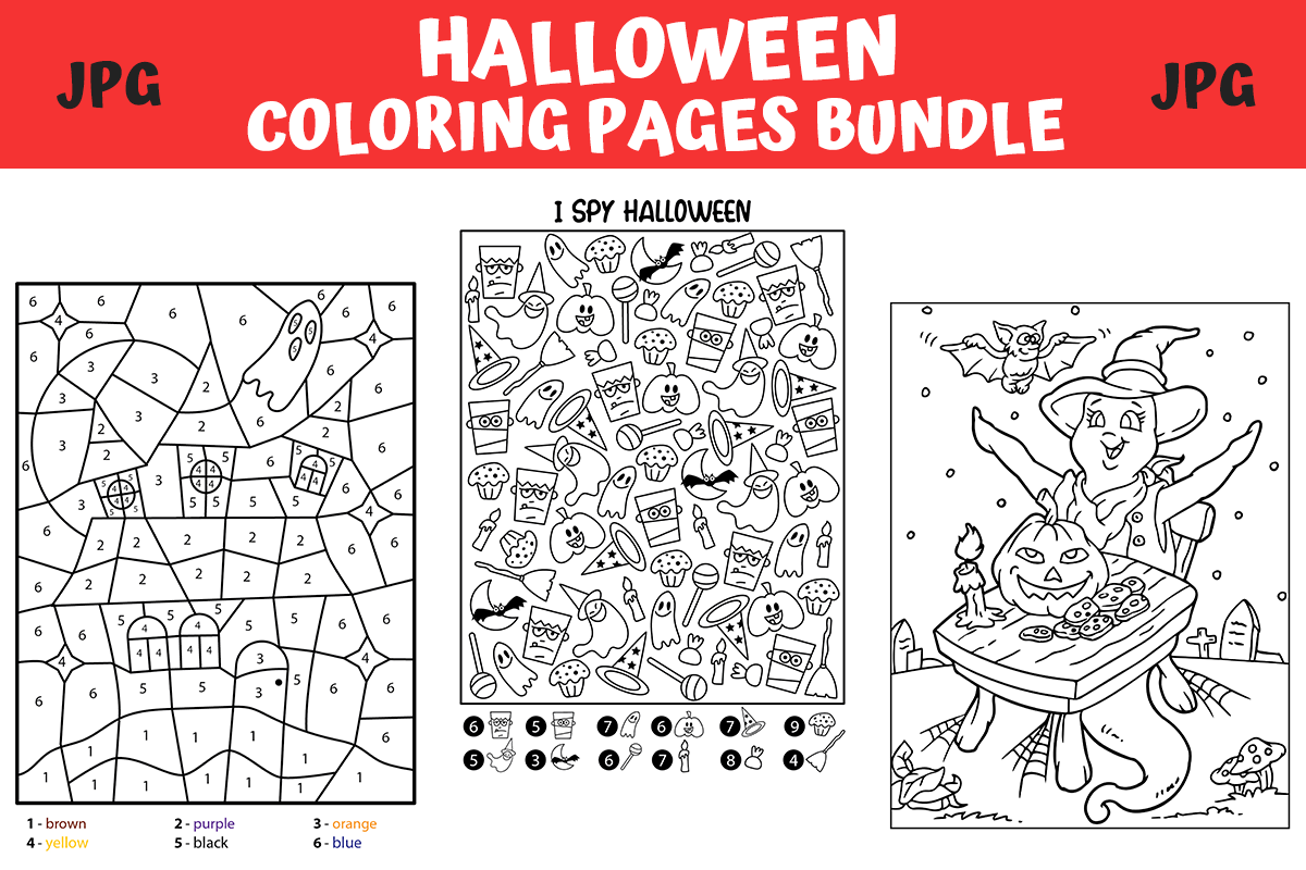 Halloween Coloring Pages Bundle - Free Download Silhouette SVG