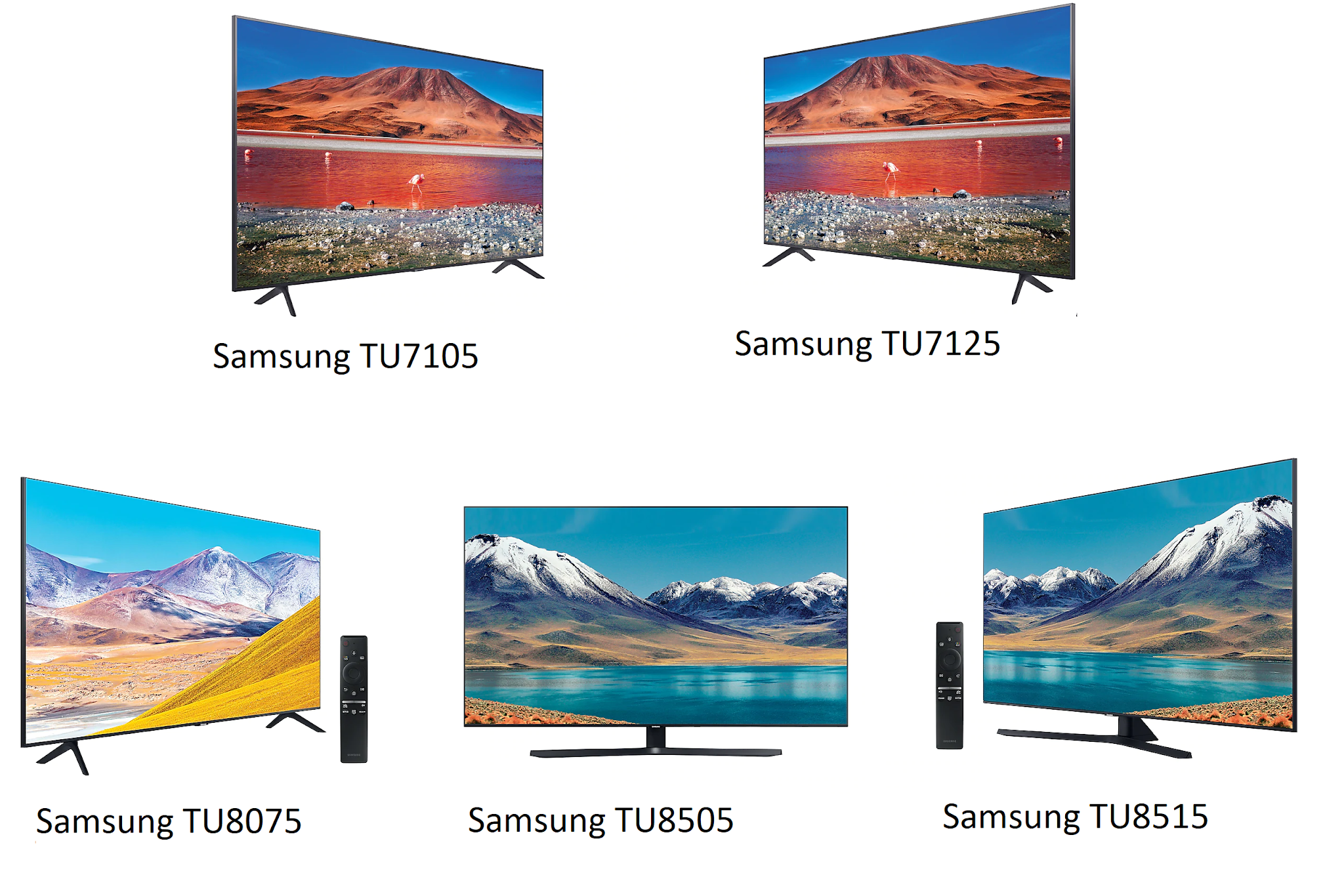 Différences Samsung TU7105, TU7125, TU8075, TU8505 Televiseur LED
