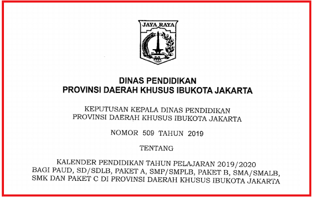 KALENDER PENDIDIKAN 2019/2020 PROVINSI DKI JAKARTA
