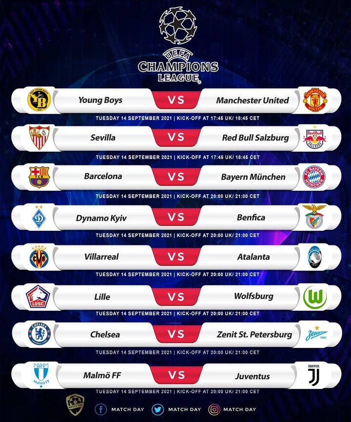 Champions League 2022 Schedule Uefa Champions League 2021/2022 Matchday 1 Fixtures For Tuesday -  Globaltipsgh.com I Premier Entertainment News Site & Multimedia