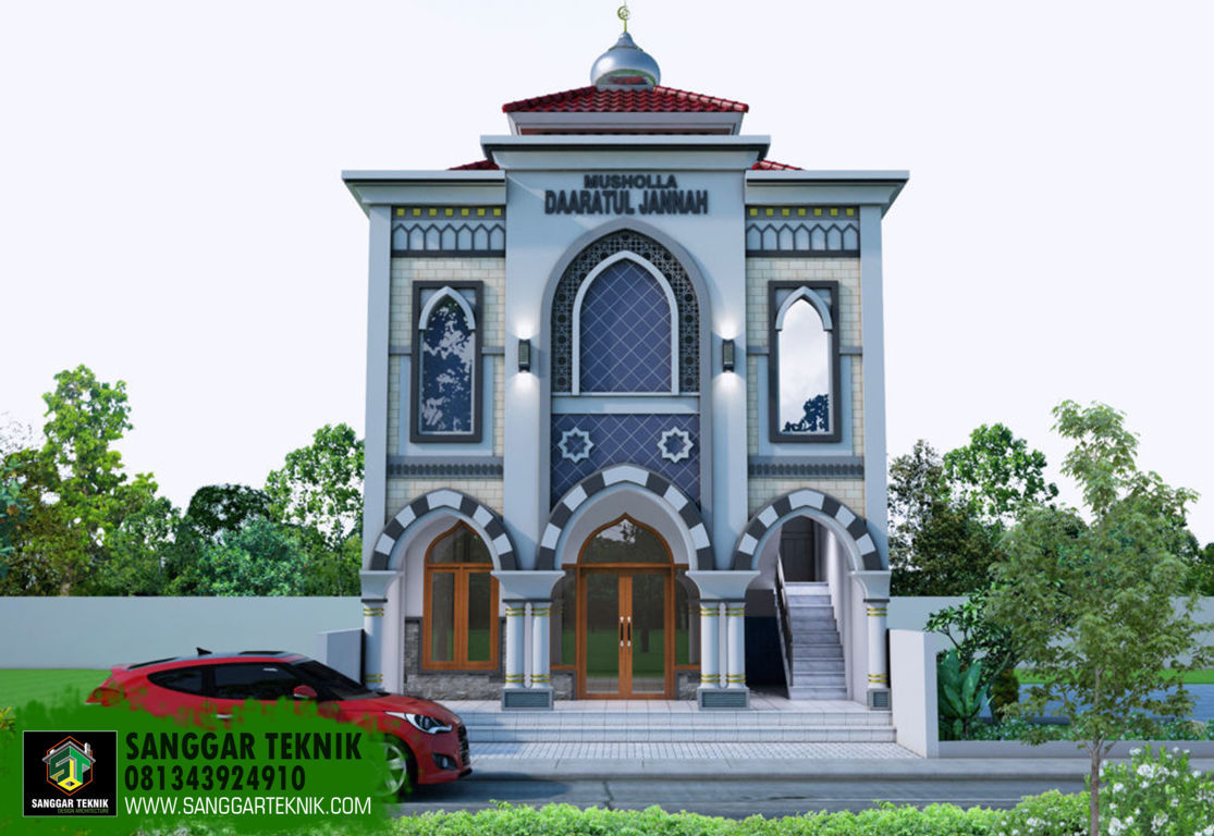 GAMBAR DESAIN MUSHOLLA MINIMALIS MODERN 7X11 ( 2 LANTAI ) MODEL RUKO