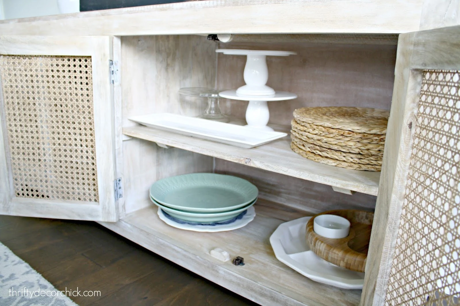 Storing large dishes in dining area