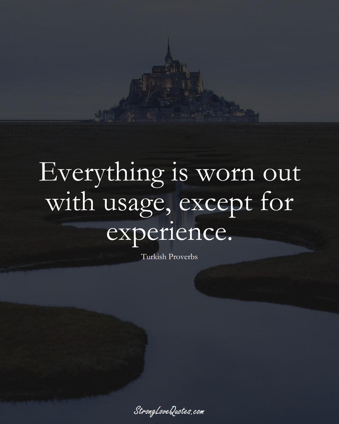 Everything is worn out with usage, except for experience. (Turkish Sayings);  #MiddleEasternSayings