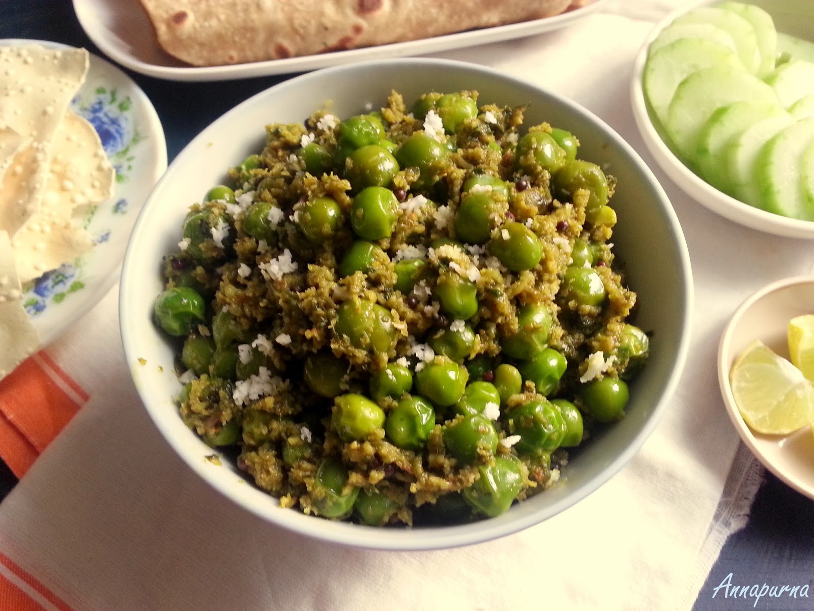 Annapurna Matar Usal / Green Pea Curry Recipe From The Maharashtrian