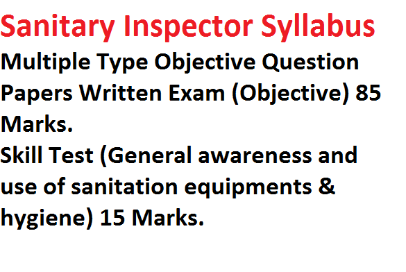 Sanitary Inspector Syllabus 2020 Exam Question Papers