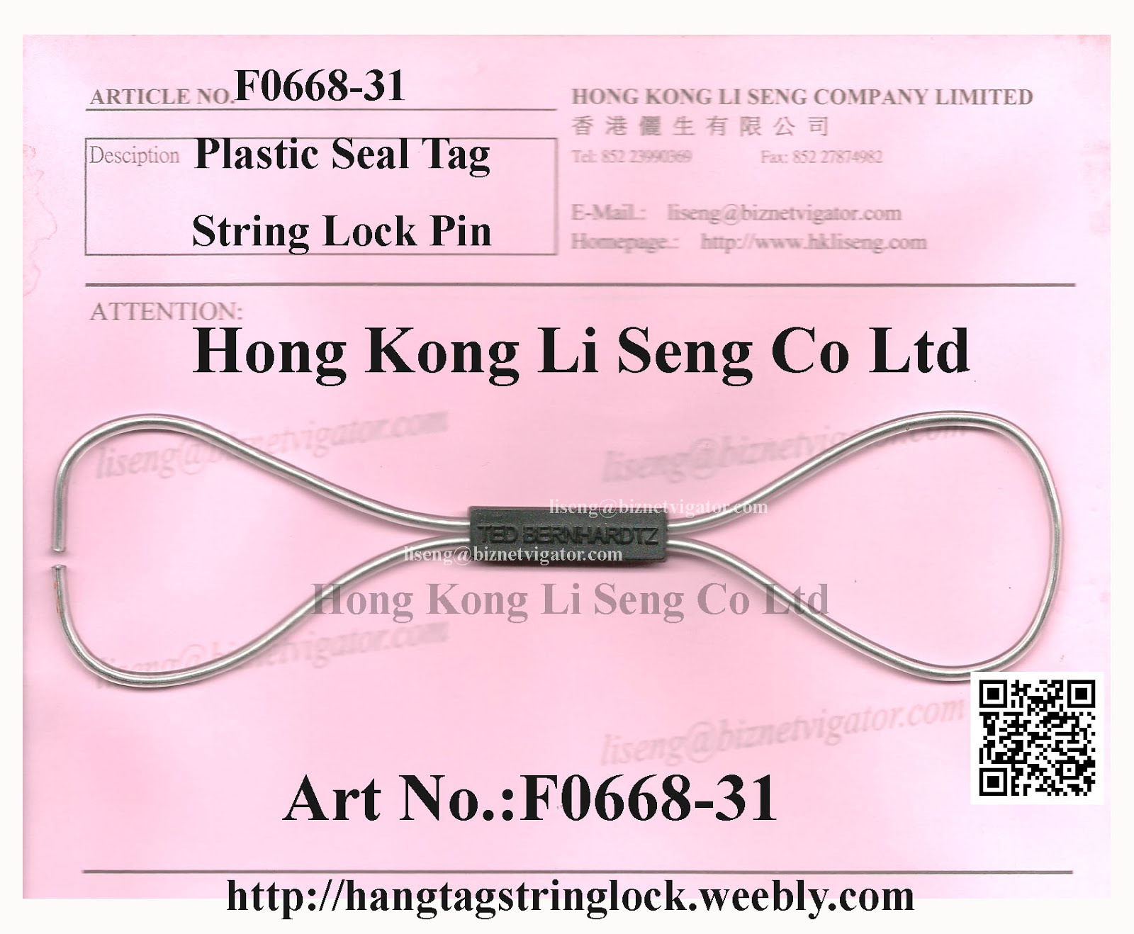 TED BERNHARDTZ - Plastic Seal ( Hang Tag Wire Locking ) String Lock