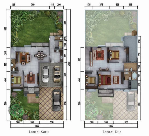 Denah rumah minimalis ukuran 12x25 meter 5 kamar tidur 2 lantai Denah rumah minimalis ukuran 12x25 meter 5 kamar tidur 2 lantai
